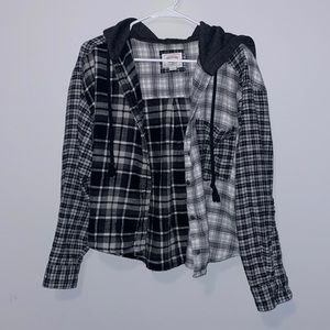 ae hooded cropped flannel